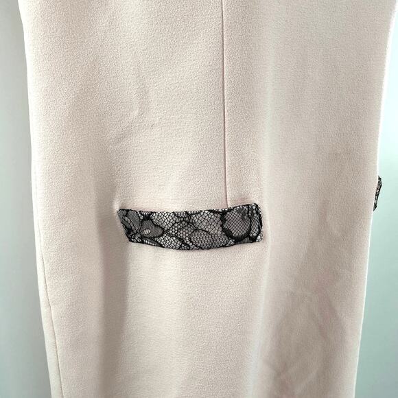 Karl Lagerfeld Paris Pink Sleeveless Navy Lace Trim Classic Career Shift Dress L - Picture 6 of 13